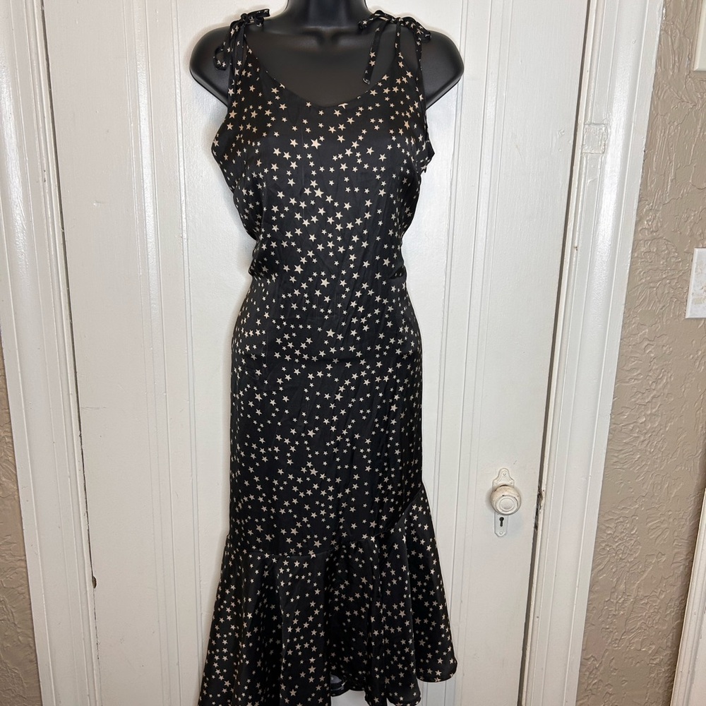 Chic Black Starry Night Midi Dress